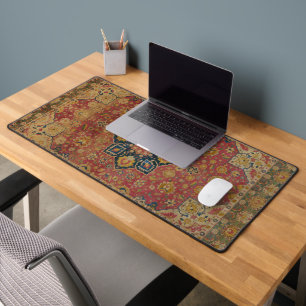Roter Gold Kashan Teppich Persischer Asiatischer Schreibtischunterlage