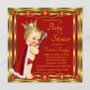 Roter Gold Prinz Juwel Baby Shower Einladung