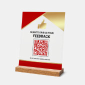 Roter Gold QR-Code Kundenfeedback Bewertung Acrylschild (Winkel)