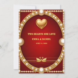 Roter Gold Schwan Hochzeitspaar Dekoration 💍 Einladung