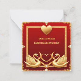 Roter Gold Schwan Hochzeitspaar Dekoration 💍 Mitteilungskarte