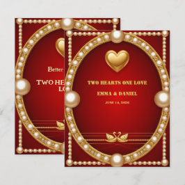 Roter Gold Schwan Hochzeitspaar Dekoration 💍 RSVP Karte