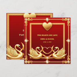 Roter Gold Schwan Hochzeitspaar Dekoration 💍 Save The Date