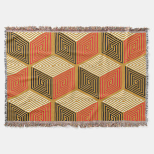 Roter Gold Vintage Würfel Muster Decke
