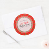 Roter Gold-Wabenmuster-Sticker, individuell rund Runder Aufkleber (Umschlag)