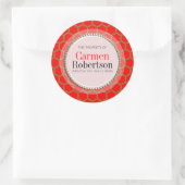 Roter Gold-Wabenmuster-Sticker, individuell rund Runder Aufkleber (Tasche)