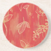 Roter Gold Wasserfarben-Blumenmuster Getränkeuntersetzer (Vorne)