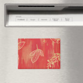 Roter Gold Wasserfarben-Blumenmuster Magnet (In Situ (Geschirrspüler))