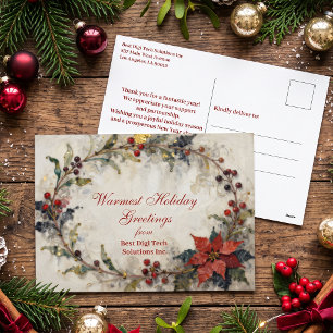 Roter Gold-Weihnachtsstern Unternehmensweihnachten Feiertagspostkarte