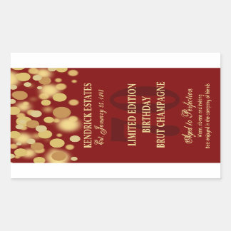 Roter Goldchampagne-Blasen-Geburtstags-Aufkleber Rechteckiger Aufkleber