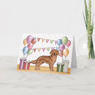 Roter Golden Retriever Farbiger Pastell-Geburtstag Karte