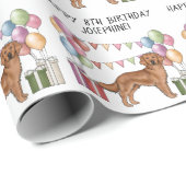 Roter Golden Retriever Hund farbenfrohe Pastel Geb Geschenkpapier (Rolleneckpunkt)