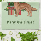 Roter Golden Retriever Hund mit Weihnachtsbaum Geschirrtuch (Gefaltet)