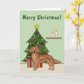Roter Golden Retriever Hund und grüner Weihnachtsb Karte (Gelbe Blume)