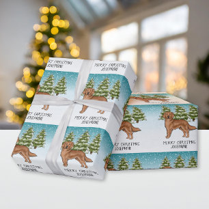 Roter Golden Retriever Hund Weihnachten Benutzerde Geschenkpapier