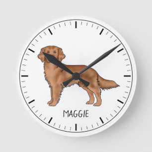 Roter Golden Retriever Niedlicher Hund mit Individ Runde Wanduhr