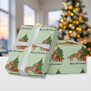 Roter Golden Retriever Süßer Hund Und Weihnachtsba Geschenkpapier