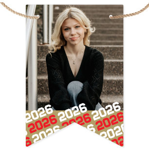 Roter & Goldener 16-Foto-Abschluss-Hängebanner Wimpelkette