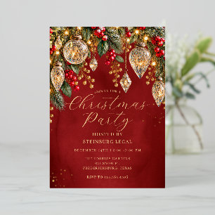 Roter Goldener Festlicher Kristallglas-Schmuck Wei Folieneinladung