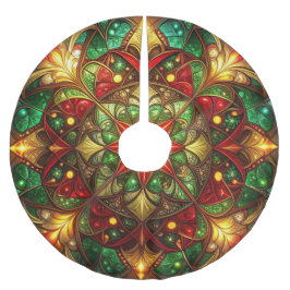 Roter Goldener Grüner Dekorativer Baumschurz Polyester Weihnachtsbaumdecke
