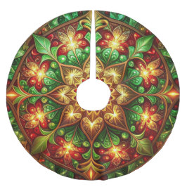 Roter Goldener Grüner Dekorativer Baumschurz Polyester Weihnachtsbaumdecke