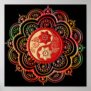 Roter & Goldener Mandala Poster