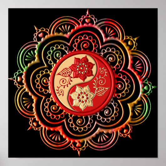 Roter & Goldener Mandala Poster (Vorne)