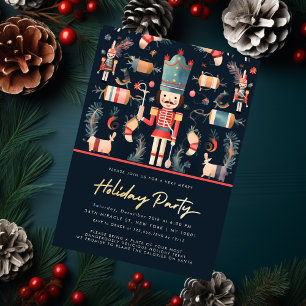 Roter & Goldener Nussknacker Navy Weihnachtsfeier Einladung