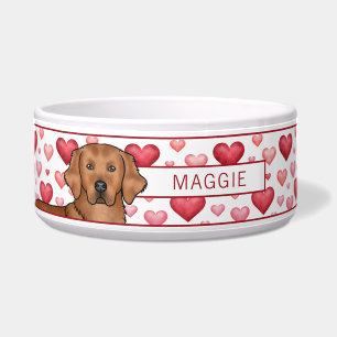 Roter Goldener Retriever mit einem benutzerdefinie Napf
