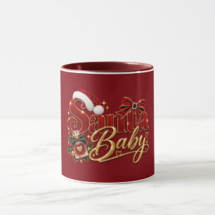 Roter Goldener Santa Baby Weihnachtsbogen Tasse