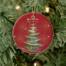Roter & Goldener Schneeblatt Weihnachtskeramikschm