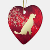 Roter Goldener Schneeflocken Goldene Retriever Keramik Ornament (Links)