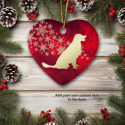 Roter Goldener Schneeflocken Goldene Retriever Keramik Ornament