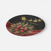 Roter Goldener Weihnachtskranz Santa Schlitten Pappteller (Schrägansicht)