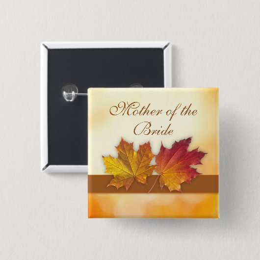 Roter Goldherbst verlässt Hochzeit Button (Vorne & Hinten)