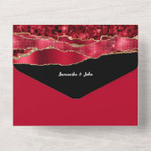 Roter Goldmarmor verleiht elegante Verlobung All In One Einladung (Rückseite)