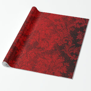 Roter Goth viktorianischer Damast-Vintage Tapete Geschenkpapier