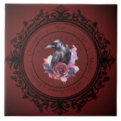 Roter Gothic Crow Pendulum Tile Fliese (Vorderseite)
