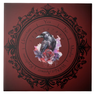 Roter Gothic Crow Pendulum Tile Fliese