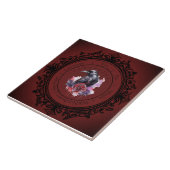 Roter Gothic Crow Pendulum Tile Fliese (Seite)