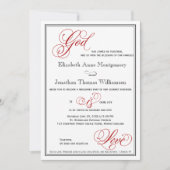 Roter Gott ist Liebe Christlich Hochzeitseinladung Einladung (Vorderseite)