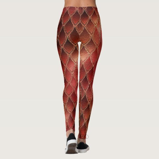 Roter Gradient Dragon skaliert Leggings (Rückseite)