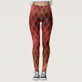 Roter Gradient Dragon skaliert Leggings (Vorderseite)