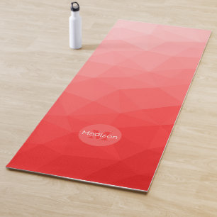 Roter Gradient Geometrisches Mesh-Muster-Monogramm Yogamatte