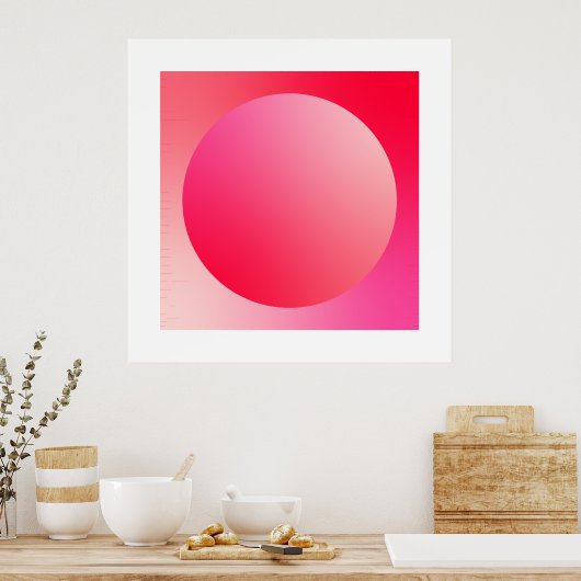 Roter Gradient-Kreis-Vignette Abstrakte Gestaltung Poster (Küche)