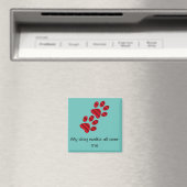 Roter Gradient Paw Print Magnet (In Situ (Geschirrspüler))