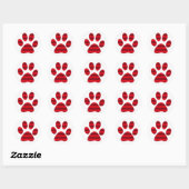 Roter Gradient Paw Print Runder Aufkleber (Blatt)
