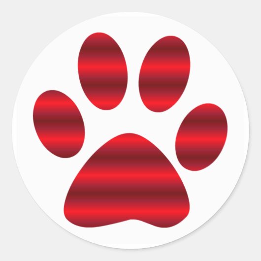 Roter Gradient Paw Print Runder Aufkleber (Vorderseite)