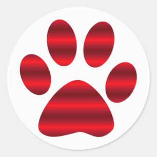 Roter Gradient Paw Print Runder Aufkleber