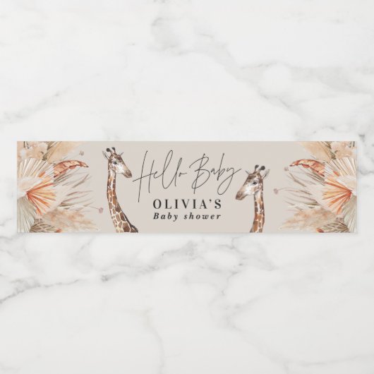 Roter Grasgras-Giraffe Wasserflaschenetikett (Einzelnes Label)